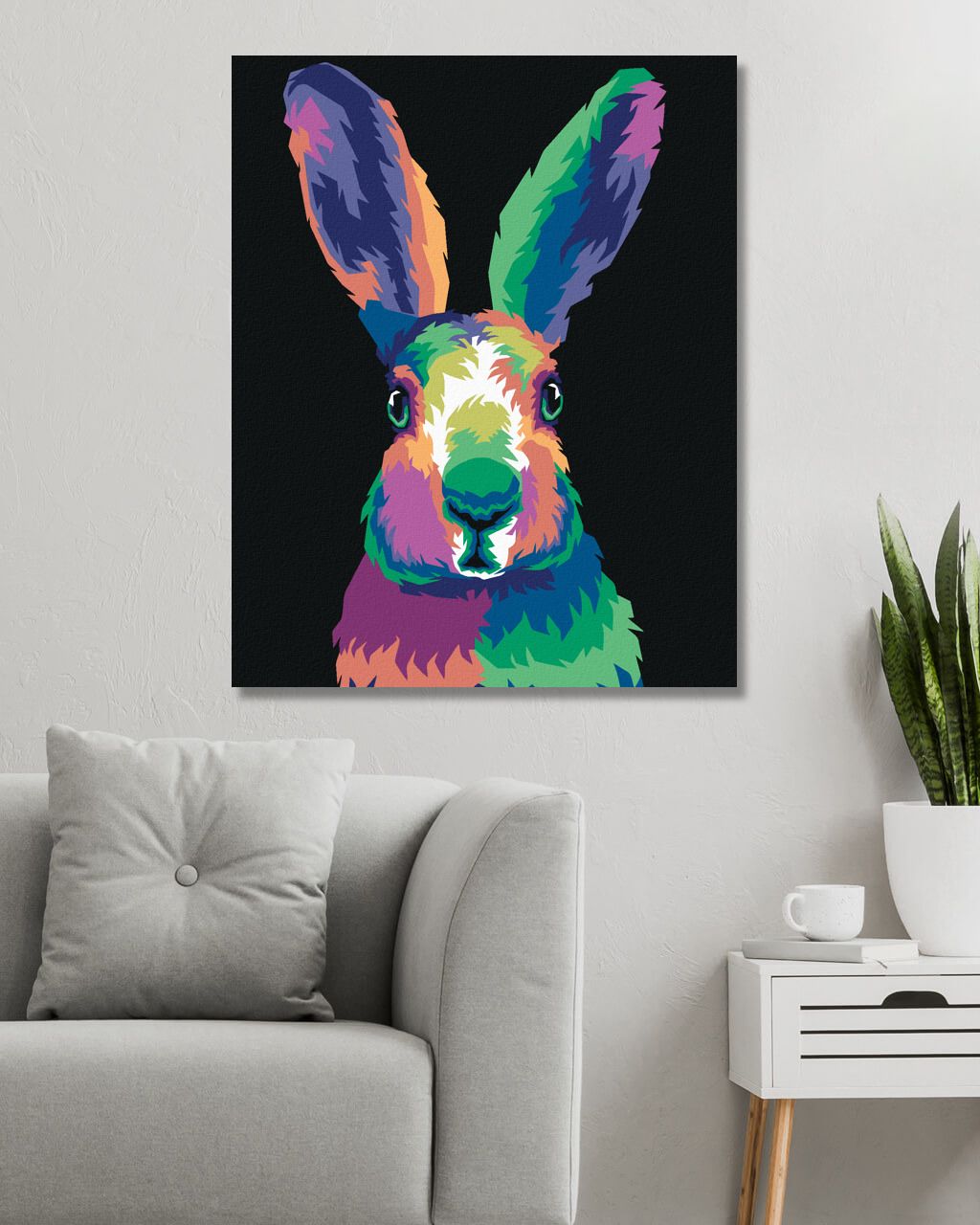 zuty Malování podle čísel - POP-ART KRÁLÍK NA ČERNÉM POZADÍ - Rozměr: 40x50 cm, Rámování: Varianta: bez rámu a bez vypnutí plátna - obrázek 3