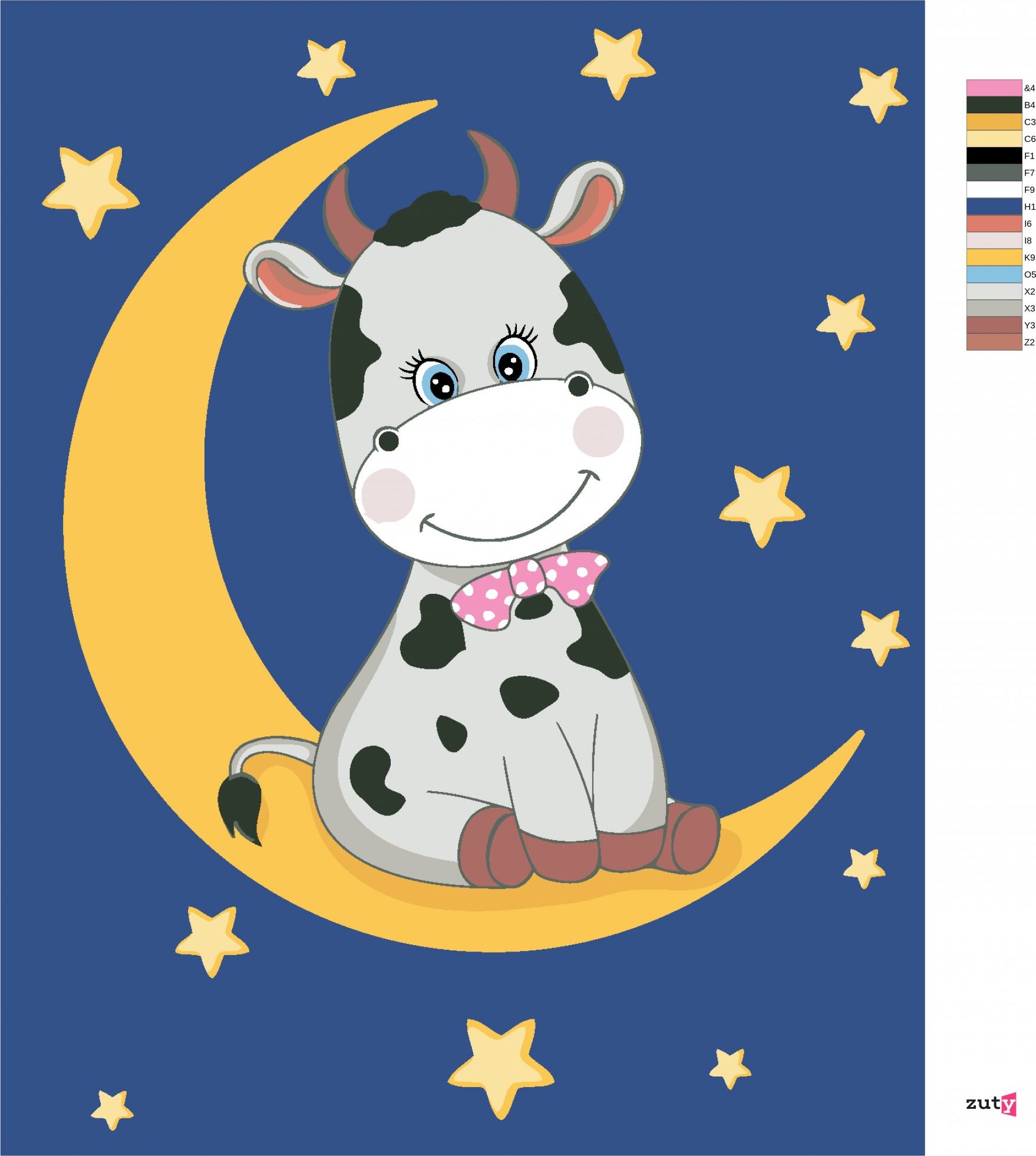 zuty Malování podle čísel - KRAVIČKA SEDÍCÍ NA MĚSÍČKU - Rozměr: 40x50 cm, Rámování: Varianta: vypnuté plátno na rám - obrázek 6