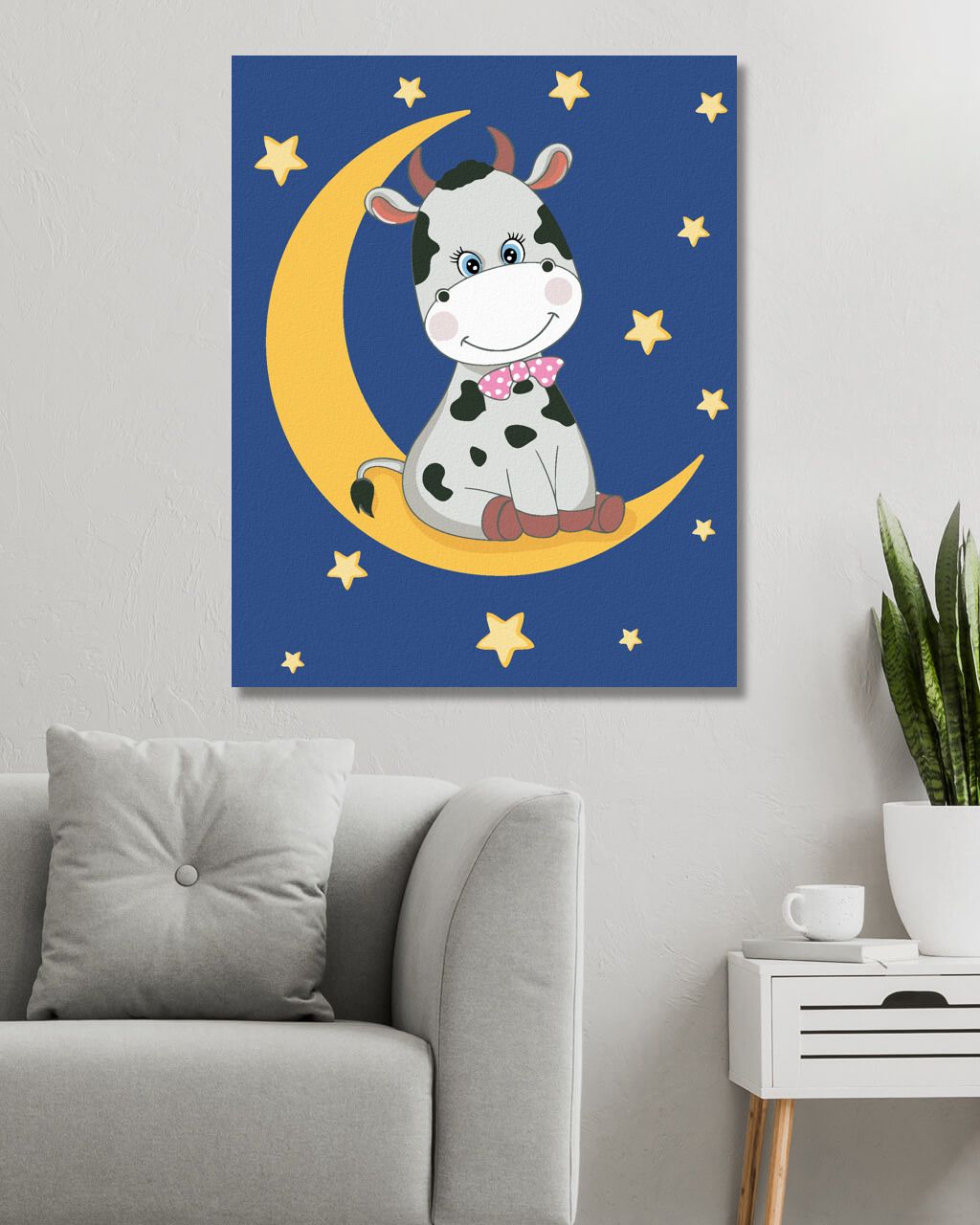 zuty Malování podle čísel - KRAVIČKA SEDÍCÍ NA MĚSÍČKU - Rozměr: 40x50 cm, Rámování: Varianta: vypnuté plátno na rám - obrázek 10