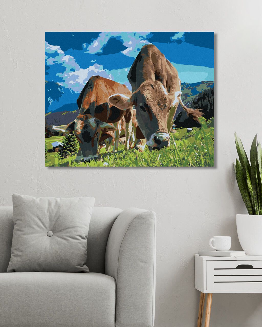 zuty Malování podle čísel - KRÁVY V HORÁCH - Rozměr: 40x50 cm, Rámování: Varianta: vypnuté plátno na rám - obrázek 8