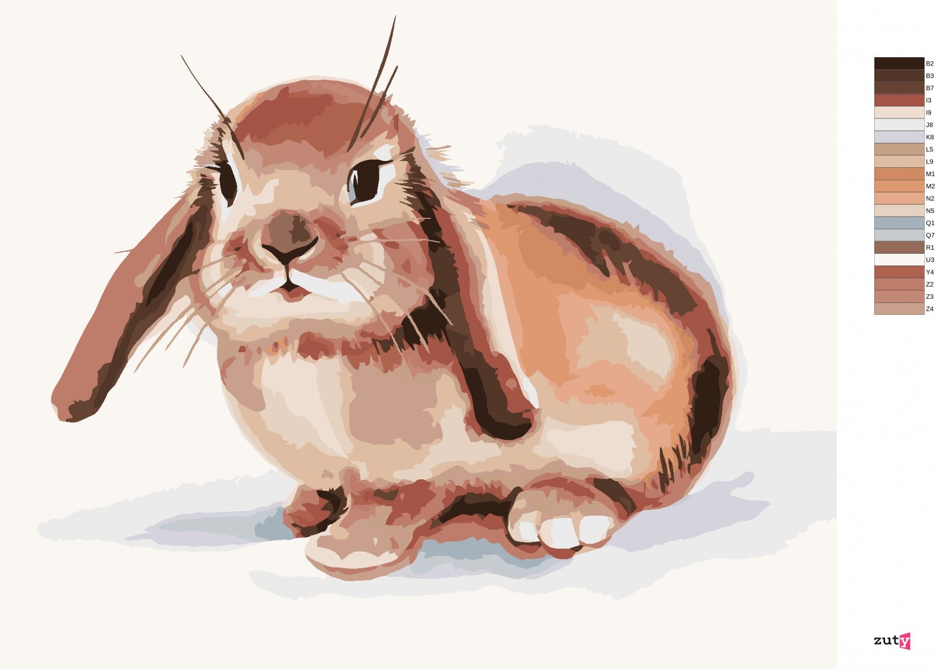 zuty Malování podle čísel - HNĚDÝ KRÁLÍK NA BÍLÉM POZADÍ - Rozměr: 40x50 cm, Rámování: Varianta: vypnuté plátno na rám - obrázek 3