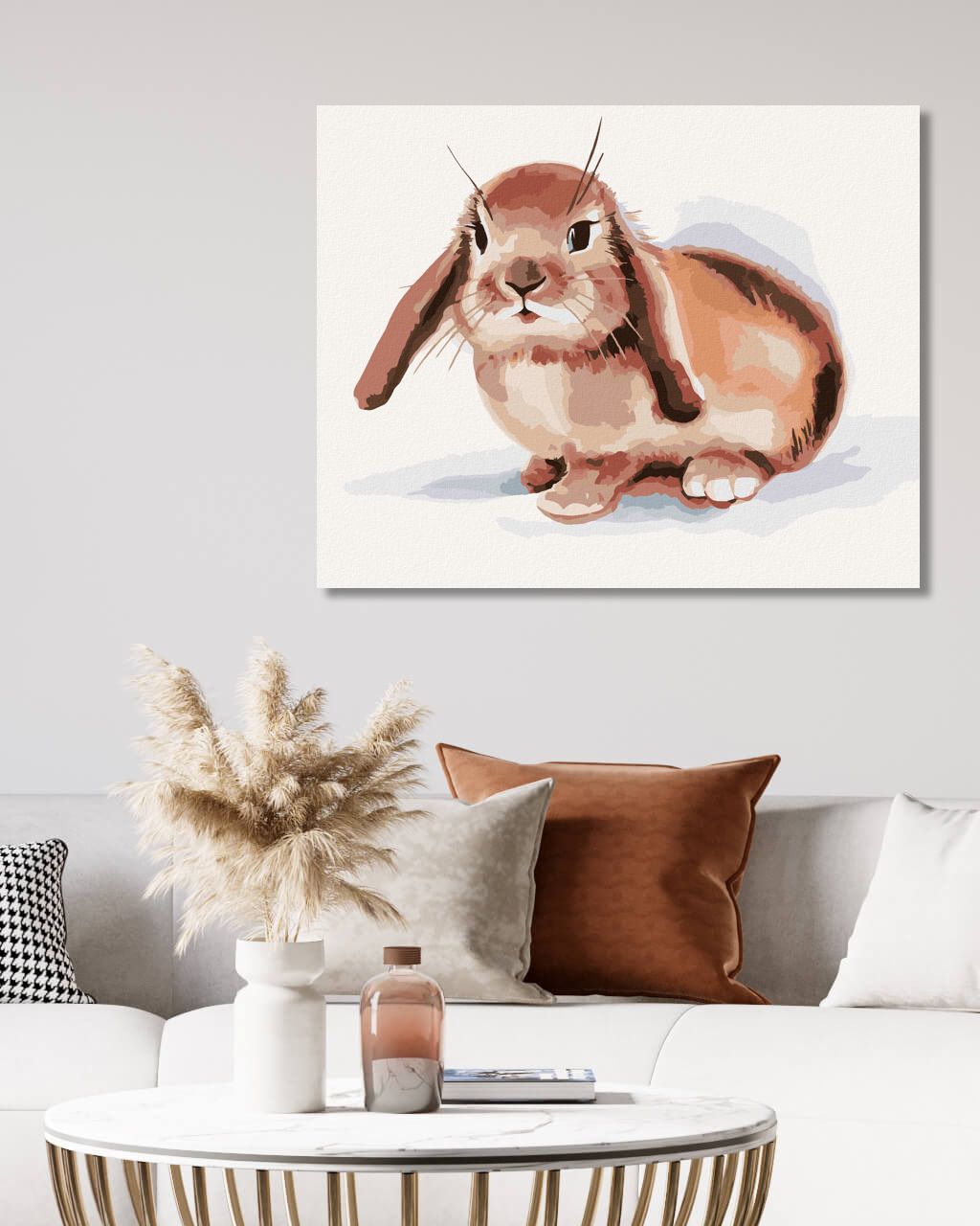 zuty Malování podle čísel - HNĚDÝ KRÁLÍK NA BÍLÉM POZADÍ - Rozměr: 40x50 cm, Rámování: Varianta: vypnuté plátno na rám - obrázek 5