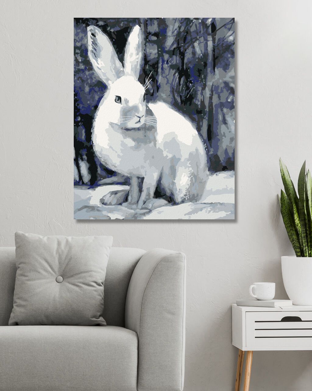 zuty Malování podle čísel - KRÁLÍK V ZIMĚ U LESA - Rozměr: 40x50 cm, Rámování: Varianta: bez rámu a bez vypnutí plátna - obrázek 4