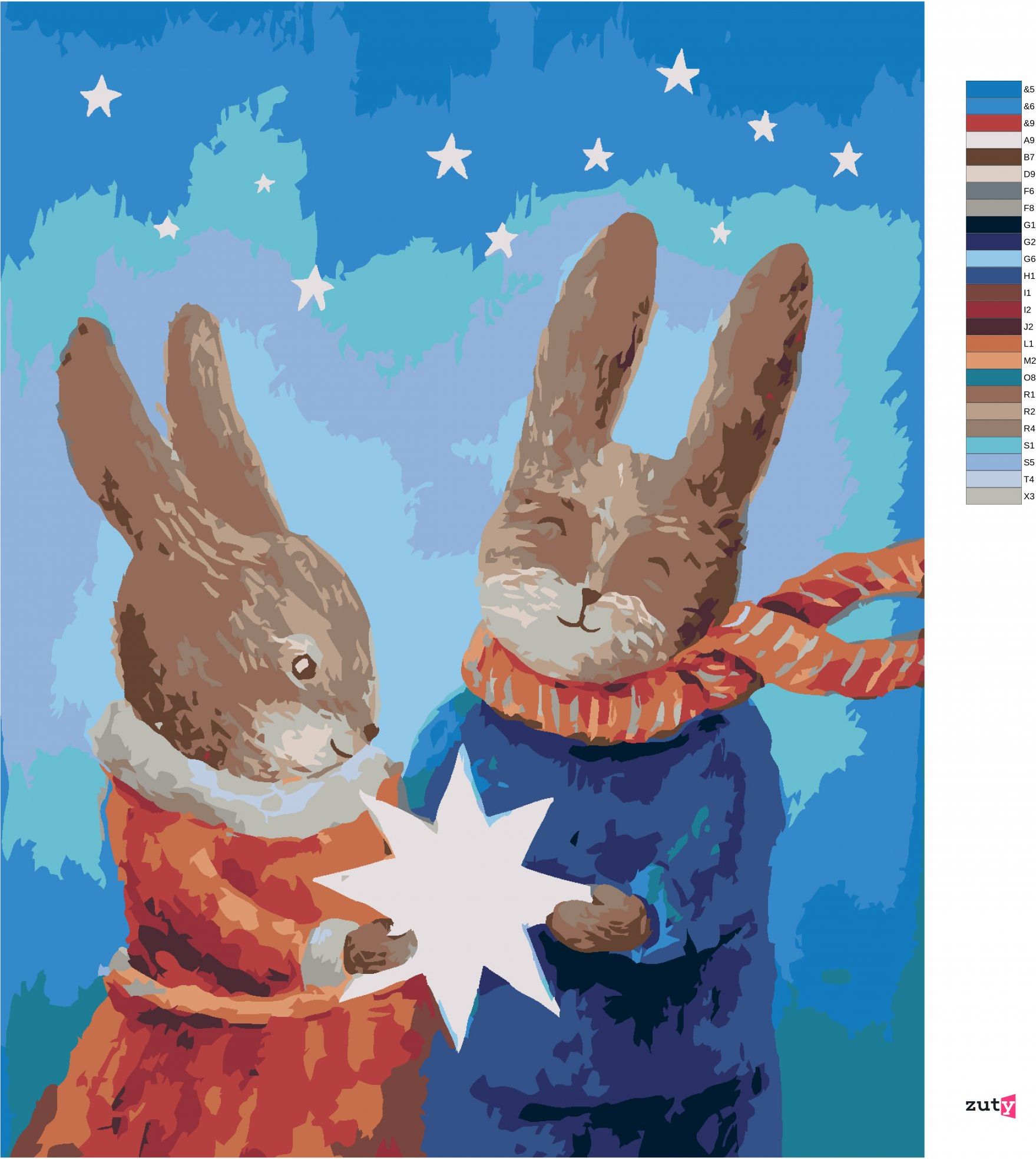 zuty Malování podle čísel - ZAMILOVANÍ ZAJÍCI - Rozměr: 40x50 cm, Rámování: Varianta: bez rámu a bez vypnutí plátna - obrázek 6
