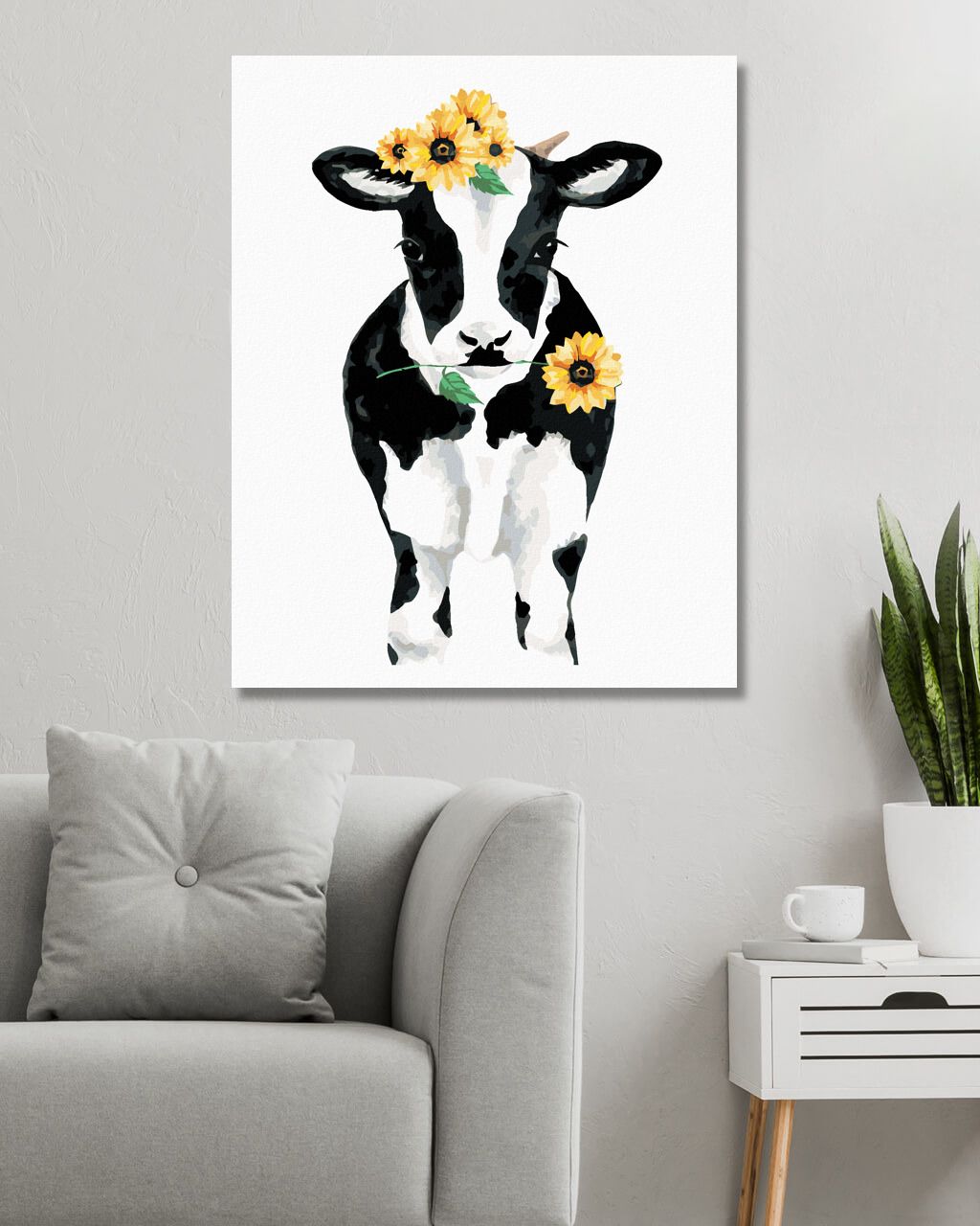 zuty Malování podle čísel - KRÁVA SE SLUNEČNICEMI - Rozměr: 40x50 cm, Rámování: Varianta: vypnuté plátno na rám - obrázek 7