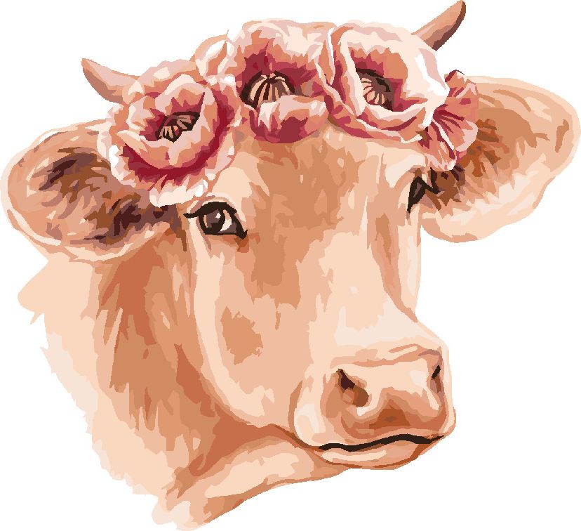 zuty Malování podle čísel - KRÁVA S KVĚTINOVÝM VĚNCEM - Rozměr: 40x50 cm, Rámování: Varianta: bez rámu a bez vypnutí plátna - obrázek 5