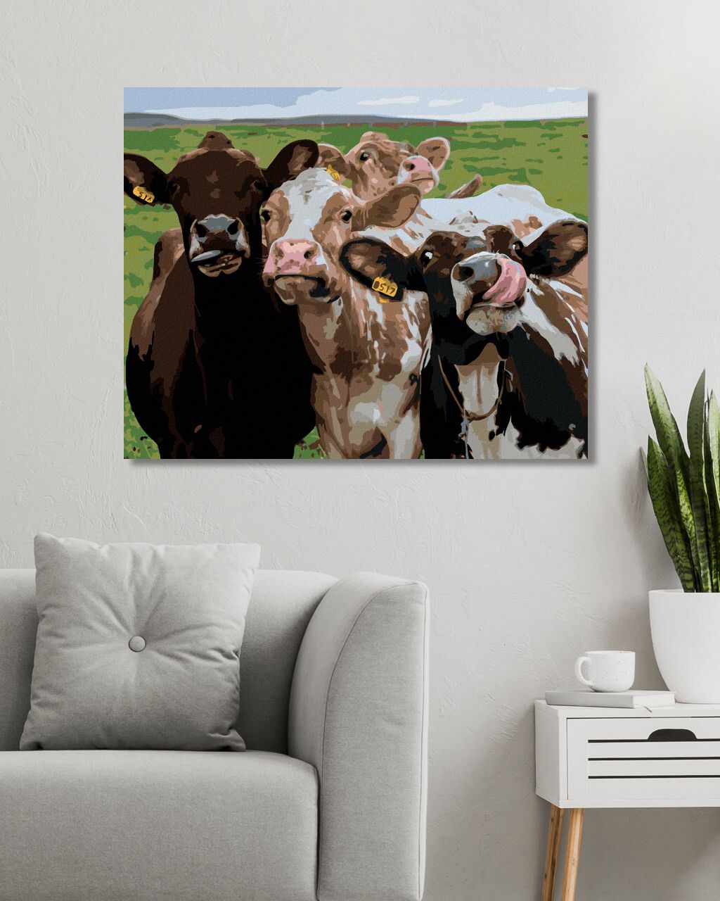 zuty Malování podle čísel - KRÁVA A JEJÍ KAMARÁDI - Rozměr: 40x50 cm, Rámování: Varianta: bez rámu a bez vypnutí plátna - obrázek 8
