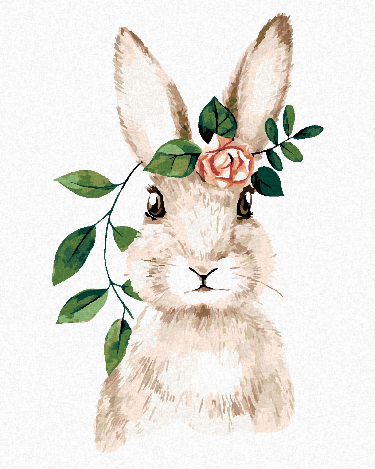 zuty Malování podle čísel - ZAJÍC S RŮŽÍ - Rozměr: 40x50 cm, Rámování: Varianta: vypnuté plátno na rám - obrázek 1