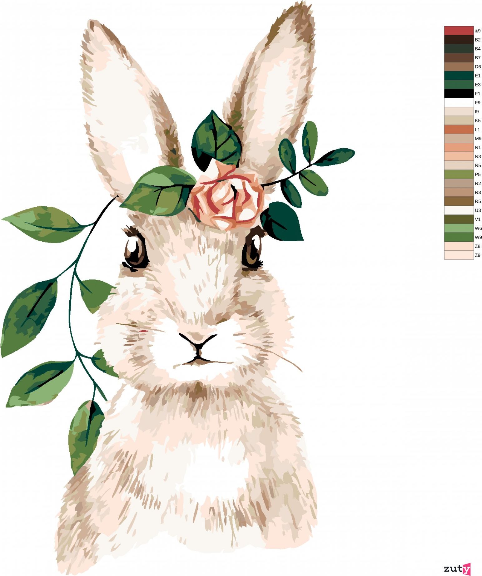 zuty Malování podle čísel - ZAJÍC S RŮŽÍ - Rozměr: 40x50 cm, Rámování: Varianta: vypnuté plátno na rám - obrázek 8