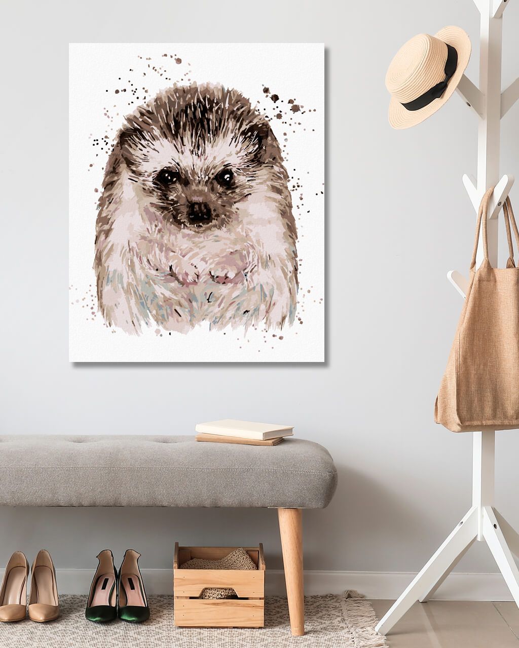 zuty Malování podle čísel - JEŽEK S BÍLÝM POZADÍM - Rozměr: 40x50 cm, Rámování: Varianta: vypnuté plátno na rám - obrázek 2