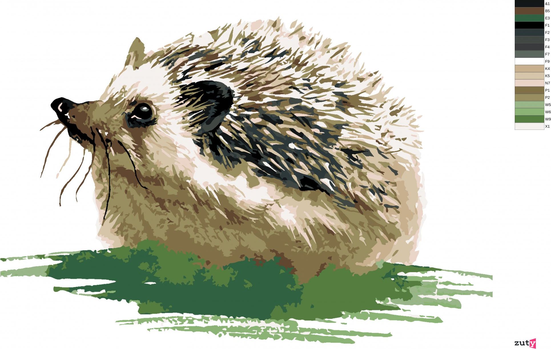 zuty Malování podle čísel - JEŽEK NA TRÁVĚ - Rozměr: 40x50 cm, Rámování: Varianta: vypnuté plátno na rám - obrázek 2