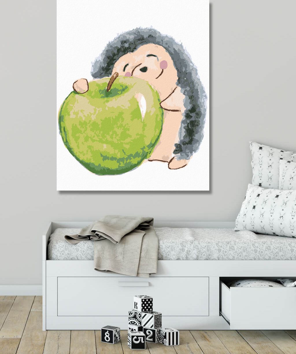 zuty Malování podle čísel - JEŽEK S JABLÍČKEM - Rozměr: 40x50 cm, Rámování: Varianta: bez rámu a bez vypnutí plátna - obrázek 5