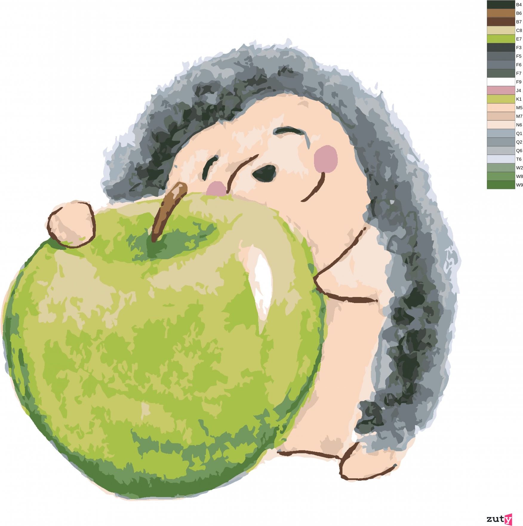 zuty Malování podle čísel - JEŽEK S JABLÍČKEM - Rozměr: 40x50 cm, Rámování: Varianta: bez rámu a bez vypnutí plátna - obrázek 9