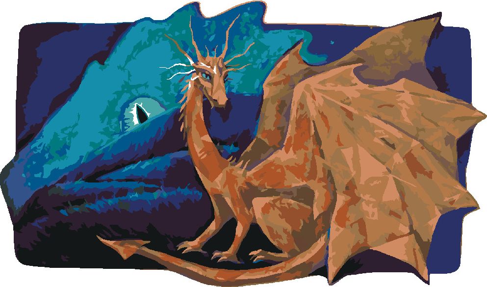 zuty Malování podle čísel - VELKÝ MĚSÍČNÍ DRAK SPOLU SE ZLATÝM DRAKEM - Rozměr: 40x50 cm, Rámování: Varianta: vypnuté plátno na rám - obrázek 3