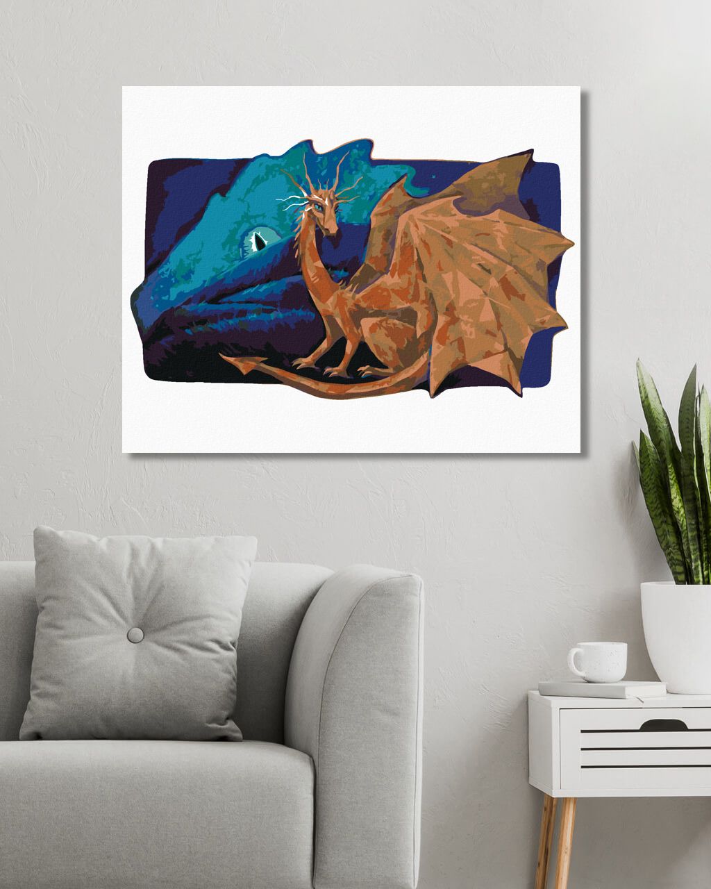 zuty Malování podle čísel - VELKÝ MĚSÍČNÍ DRAK SPOLU SE ZLATÝM DRAKEM - Rozměr: 40x50 cm, Rámování: Varianta: vypnuté plátno na rám - obrázek 8