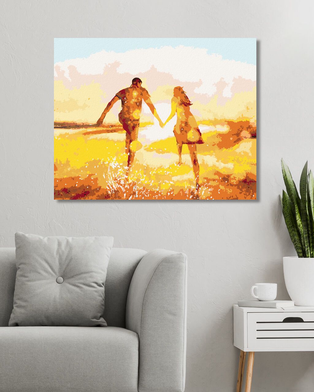 zuty Malování podle čísel - PÁR UTÍKAJÍCÍ PROTI SLUNCI - Rozměr: 40x50 cm, Rámování: Varianta: vypnuté plátno na rám - obrázek 8