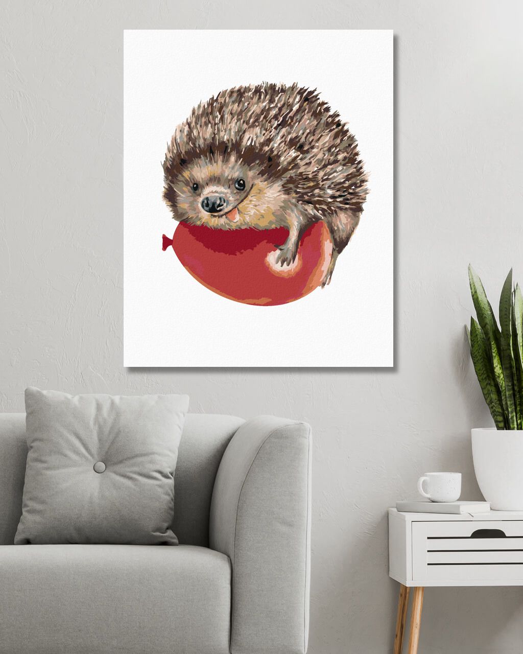 zuty Malování podle čísel - JEŽEK A ČERVENÝ BALÓNEK - Rozměr: 40x50 cm, Rámování: Varianta: vypnuté plátno na rám - obrázek 2