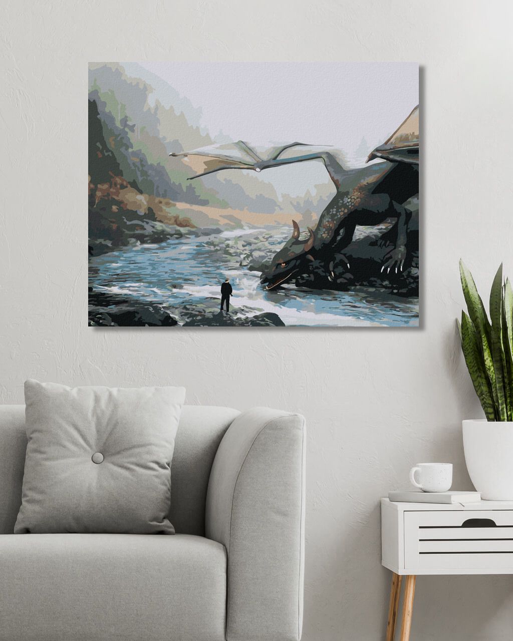 zuty Malování podle čísel - DRAK U ŘEKY - Rozměr: 40x50 cm, Rámování: Varianta: bez rámu a bez vypnutí plátna - obrázek 7