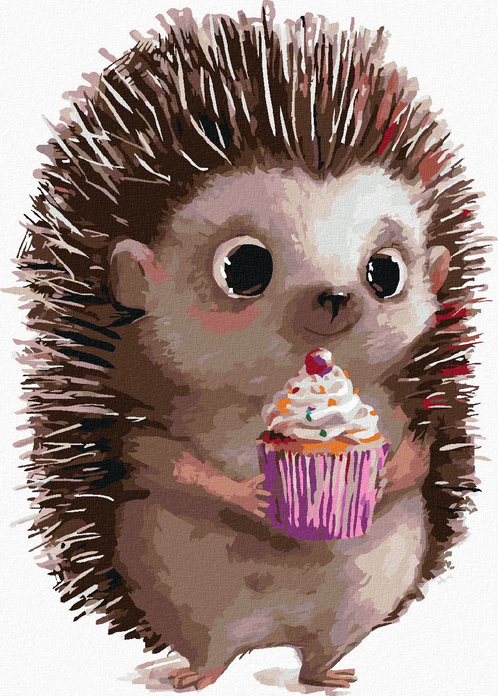 zuty Malování podle čísel - JEŽEK A CUPCAKE - Rozměr: 40x50 cm, Rámování: Varianta: bez rámu a bez vypnutí plátna - obrázek 1