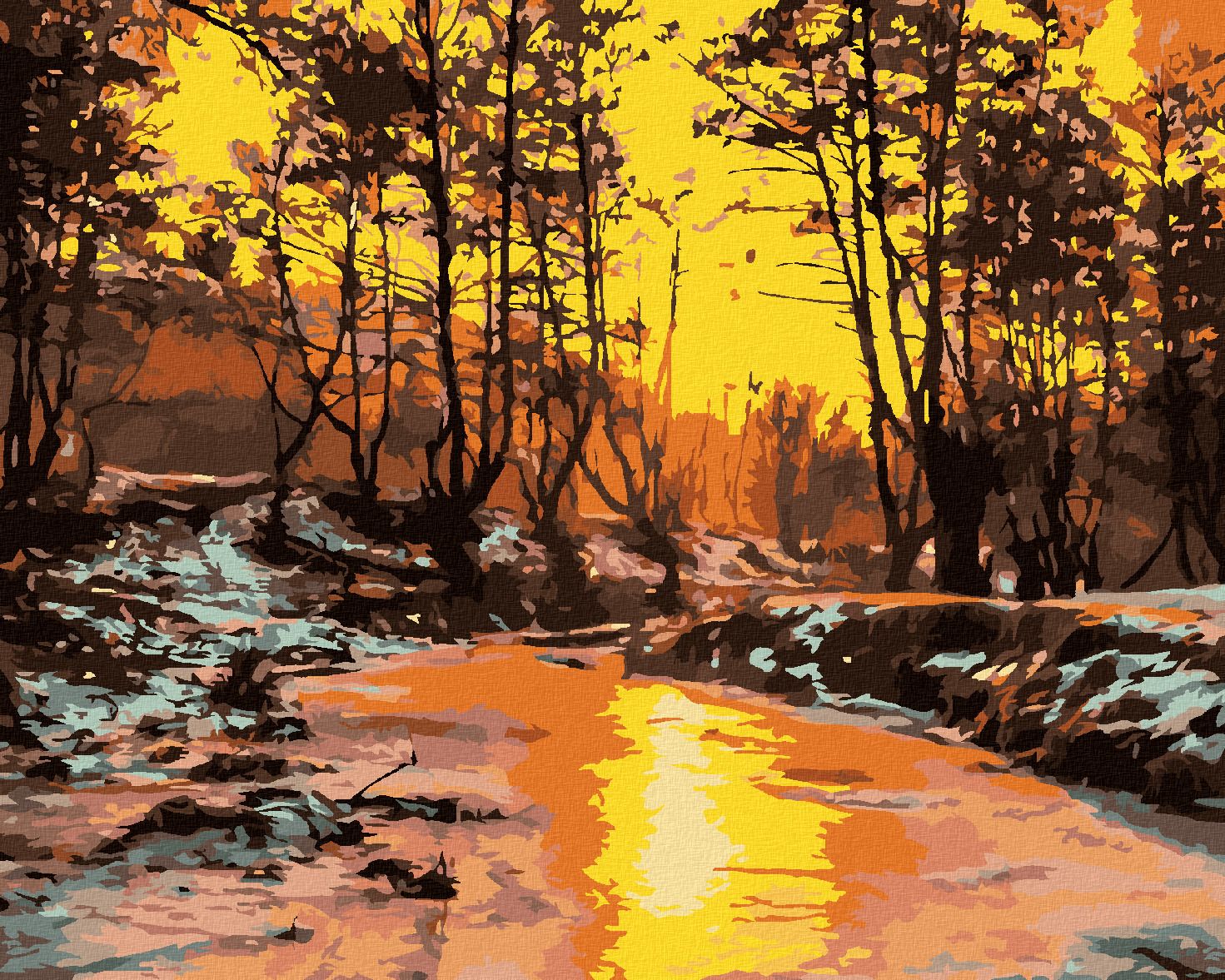 zuty Malování podle čísel - STUDENÝ ZÁPAD SLUNCE - Rozměr: 40x50 cm, Rámování: Varianta: vypnuté plátno na rám - obrázek 1