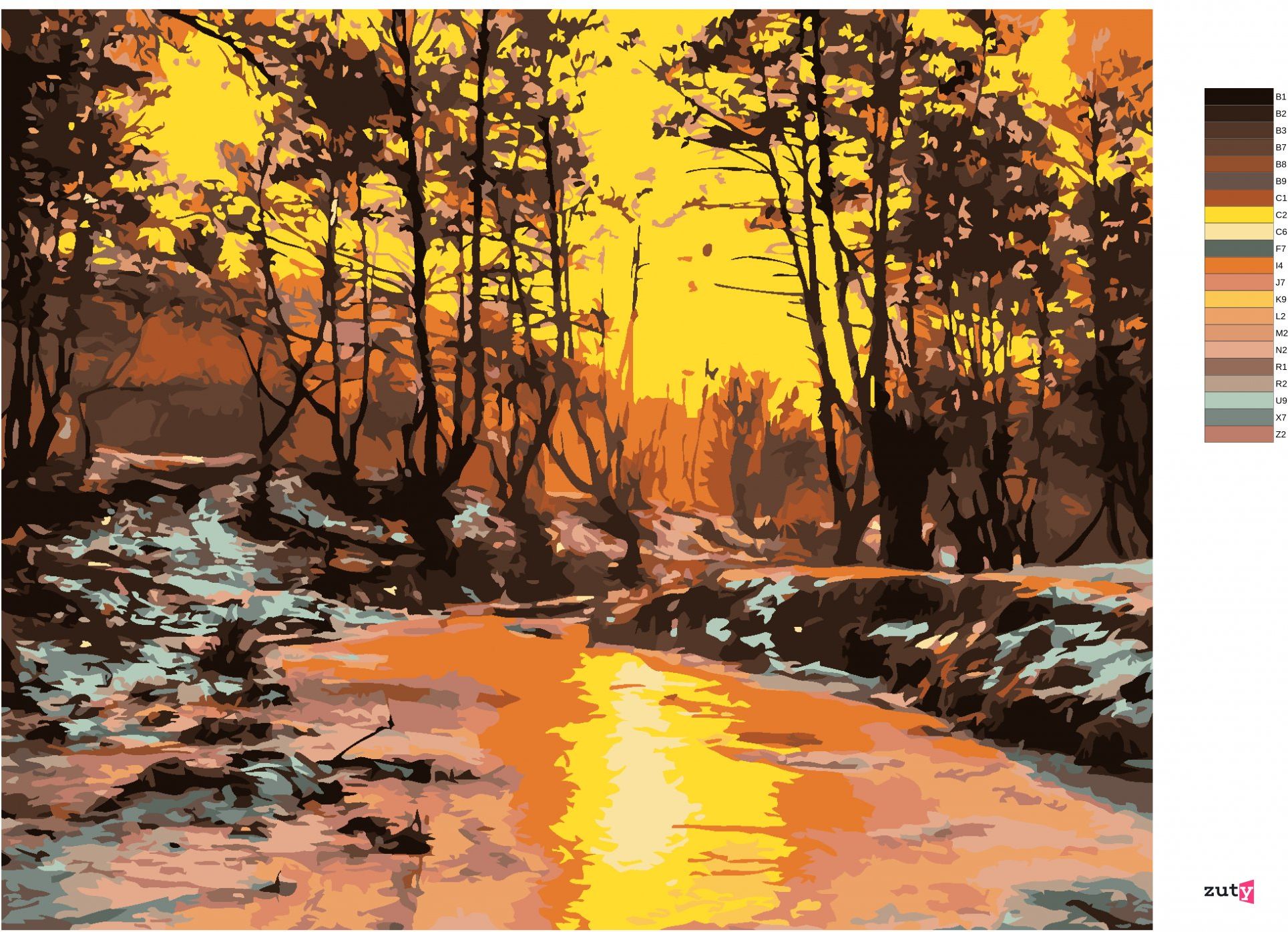 zuty Malování podle čísel - STUDENÝ ZÁPAD SLUNCE - Rozměr: 40x50 cm, Rámování: Varianta: vypnuté plátno na rám - obrázek 9