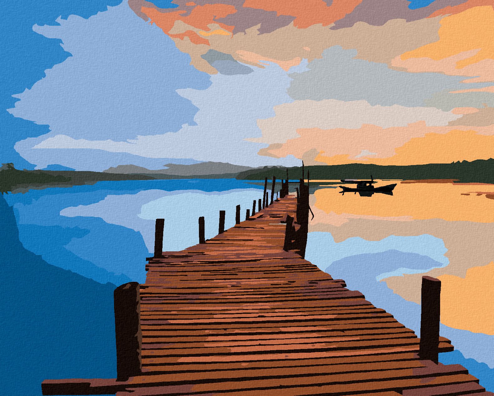 zuty Malování podle čísel - VÝCHOD SLUNCE NAD MOLEM - Rozměr: 40x50 cm, Rámování: Varianta: bez rámu a bez vypnutí plátna - obrázek 1