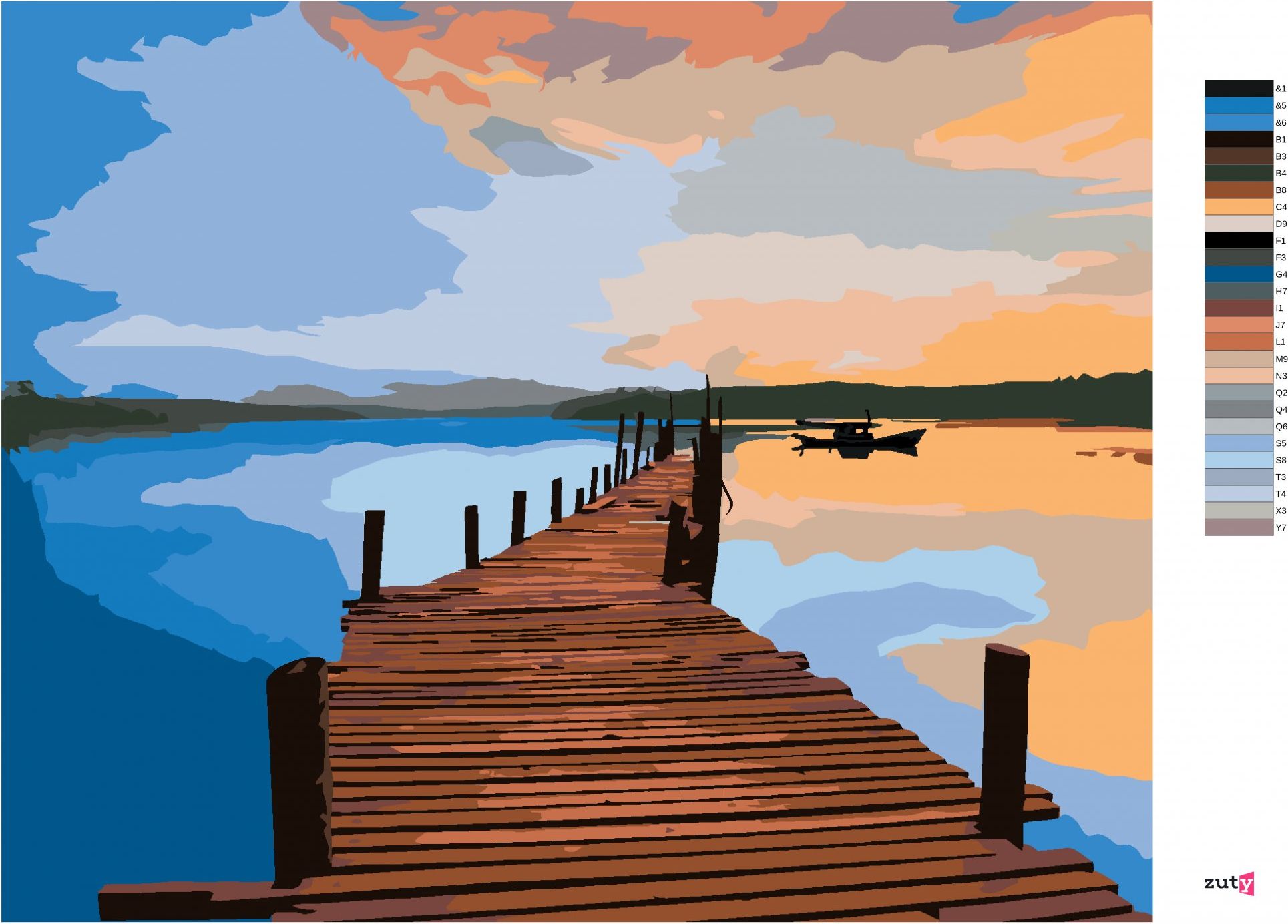 zuty Malování podle čísel - VÝCHOD SLUNCE NAD MOLEM - Rozměr: 40x50 cm, Rámování: Varianta: bez rámu a bez vypnutí plátna - obrázek 5