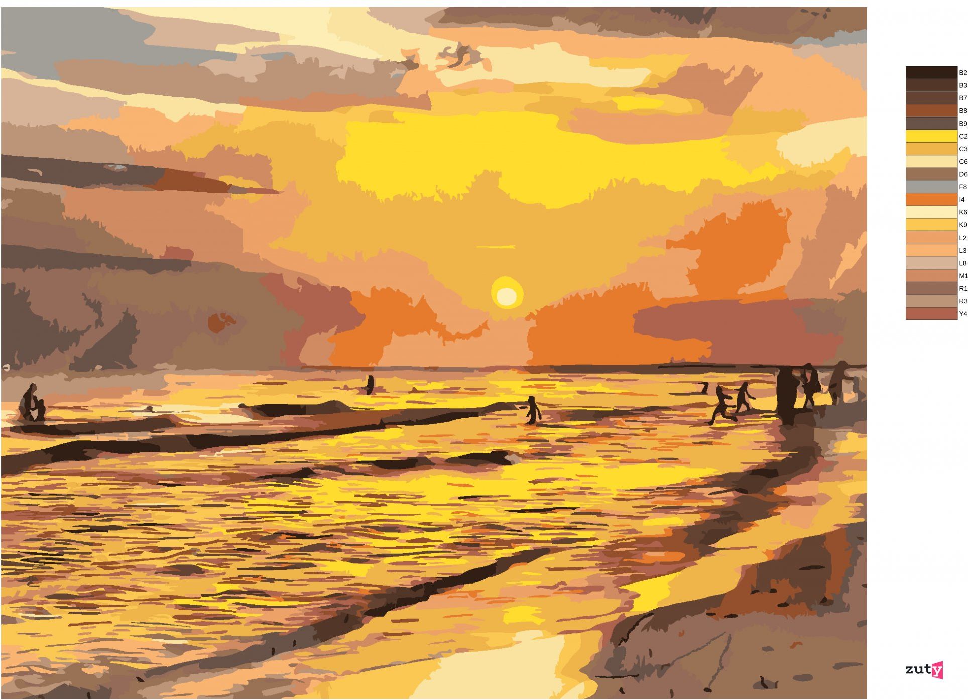 zuty Malování podle čísel - ZÁPAD SLUNCE NA PLÁŽI - Rozměr: 40x50 cm, Rámování: Varianta: bez rámu a bez vypnutí plátna - obrázek 3