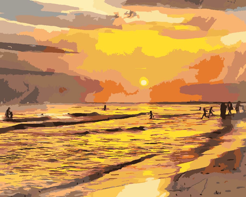 zuty Malování podle čísel - ZÁPAD SLUNCE NA PLÁŽI - Rozměr: 40x50 cm, Rámování: Varianta: bez rámu a bez vypnutí plátna - obrázek 5
