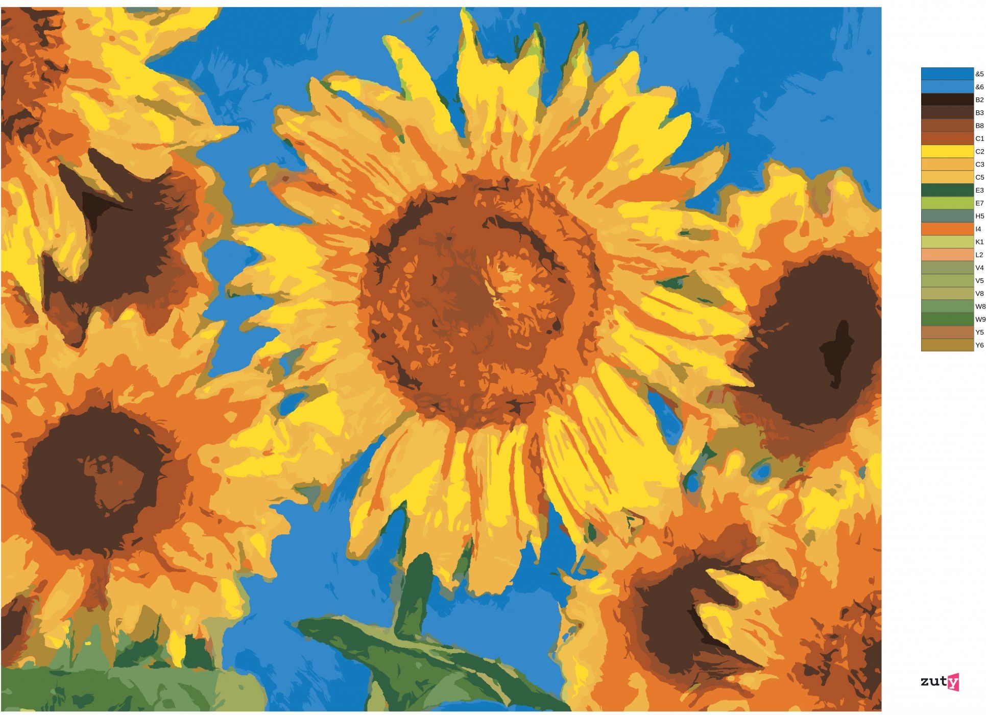zuty Malování podle čísel - SLUNEČNICE PODLE VAN GOGHA - Rozměr: 40x50 cm, Rámování: Varianta: vypnuté plátno na rám - obrázek 9