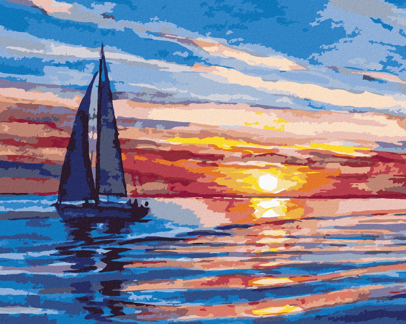 zuty Malování podle čísel - ZÁPAD SLUNCE NA MOŘI - Rozměr: 40x50 cm, Rámování: Varianta: vypnuté plátno na rám - obrázek 1