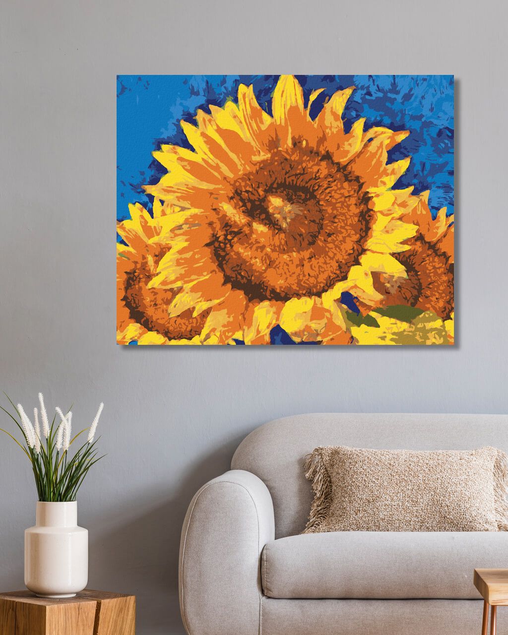 zuty Malování podle čísel - SLUNEČNICE NA MODRÉM POZADÍ - Rozměr: 40x50 cm, Rámování: Varianta: vypnuté plátno na rám - obrázek 10