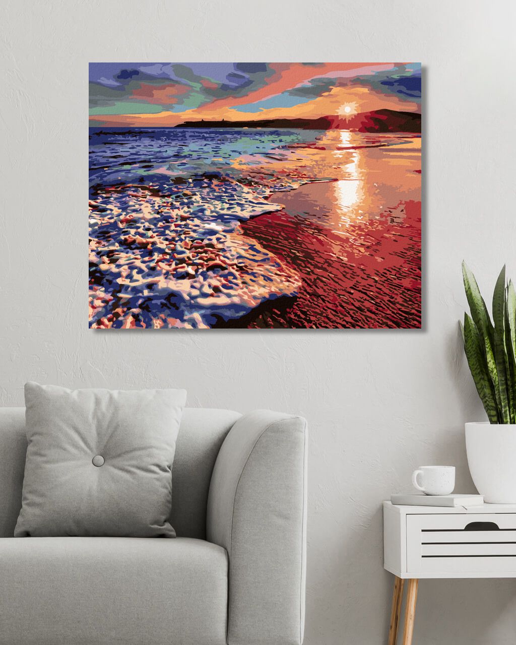 zuty Malování podle čísel - ZÁPAD SLUNCE NA BŘEHU PLÁŽE II - Rozměr: 40x50 cm, Rámování: Varianta: vypnuté plátno na rám - obrázek 3