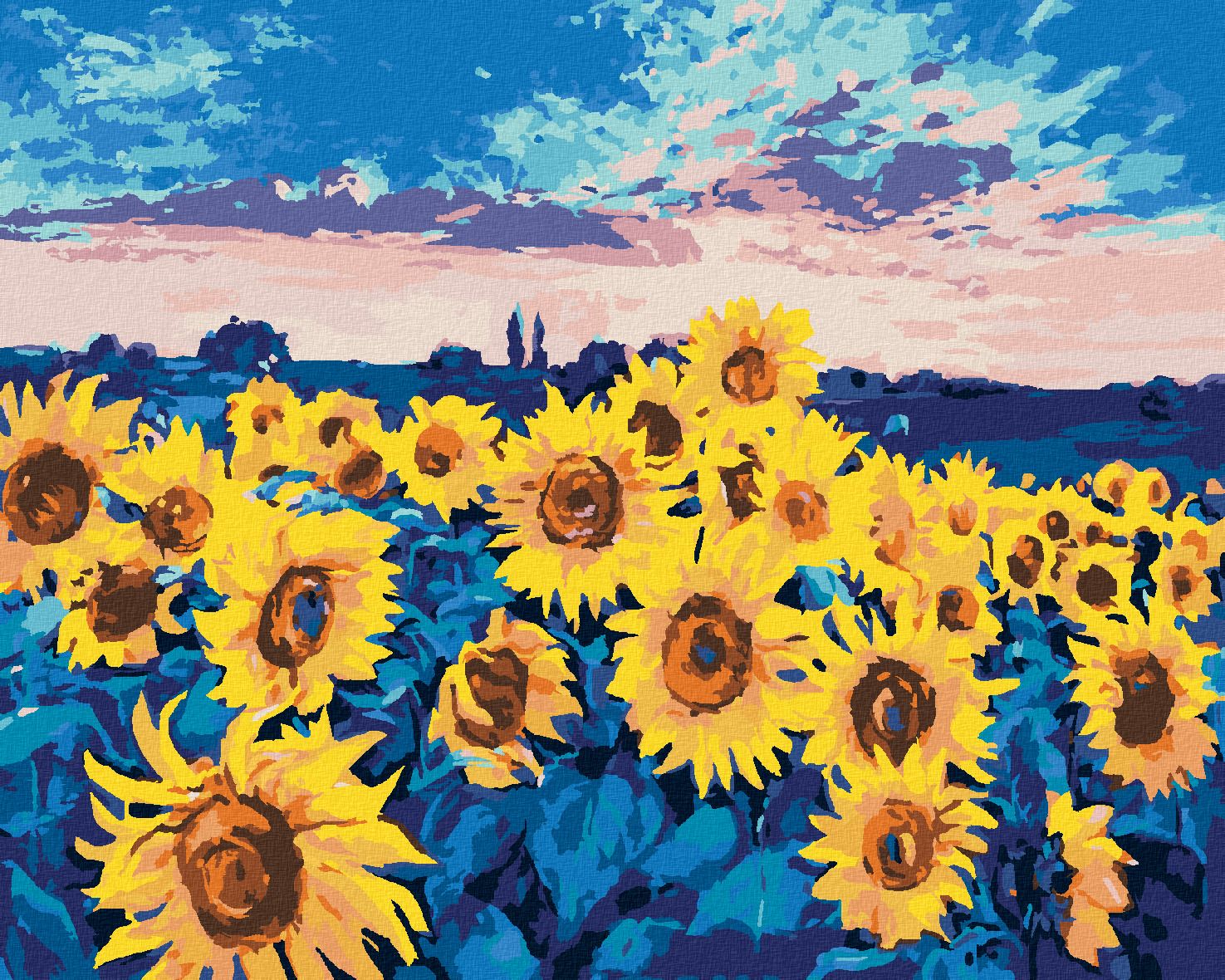 zuty Malování podle čísel - SLUNEČNICE NA POLI - Rozměr: 40x50 cm, Rámování: Varianta: vypnuté plátno na rám - obrázek 1
