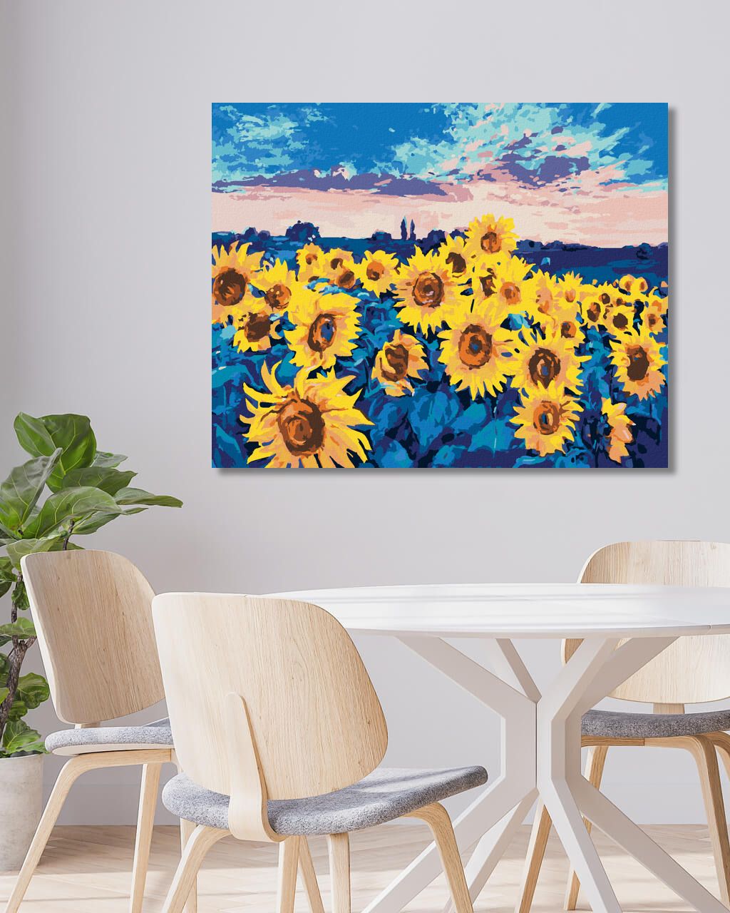 zuty Malování podle čísel - SLUNEČNICE NA POLI - Rozměr: 40x50 cm, Rámování: Varianta: vypnuté plátno na rám - obrázek 4