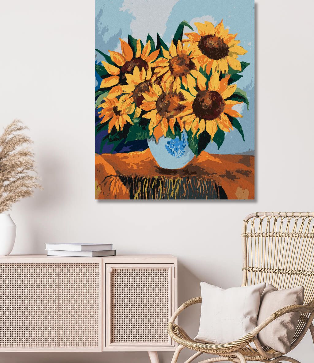 zuty Malování podle čísel - SLUNEČNICE NA UBRUSU - Rozměr: 40x50 cm, Rámování: Varianta: bez rámu a bez vypnutí plátna - obrázek 6
