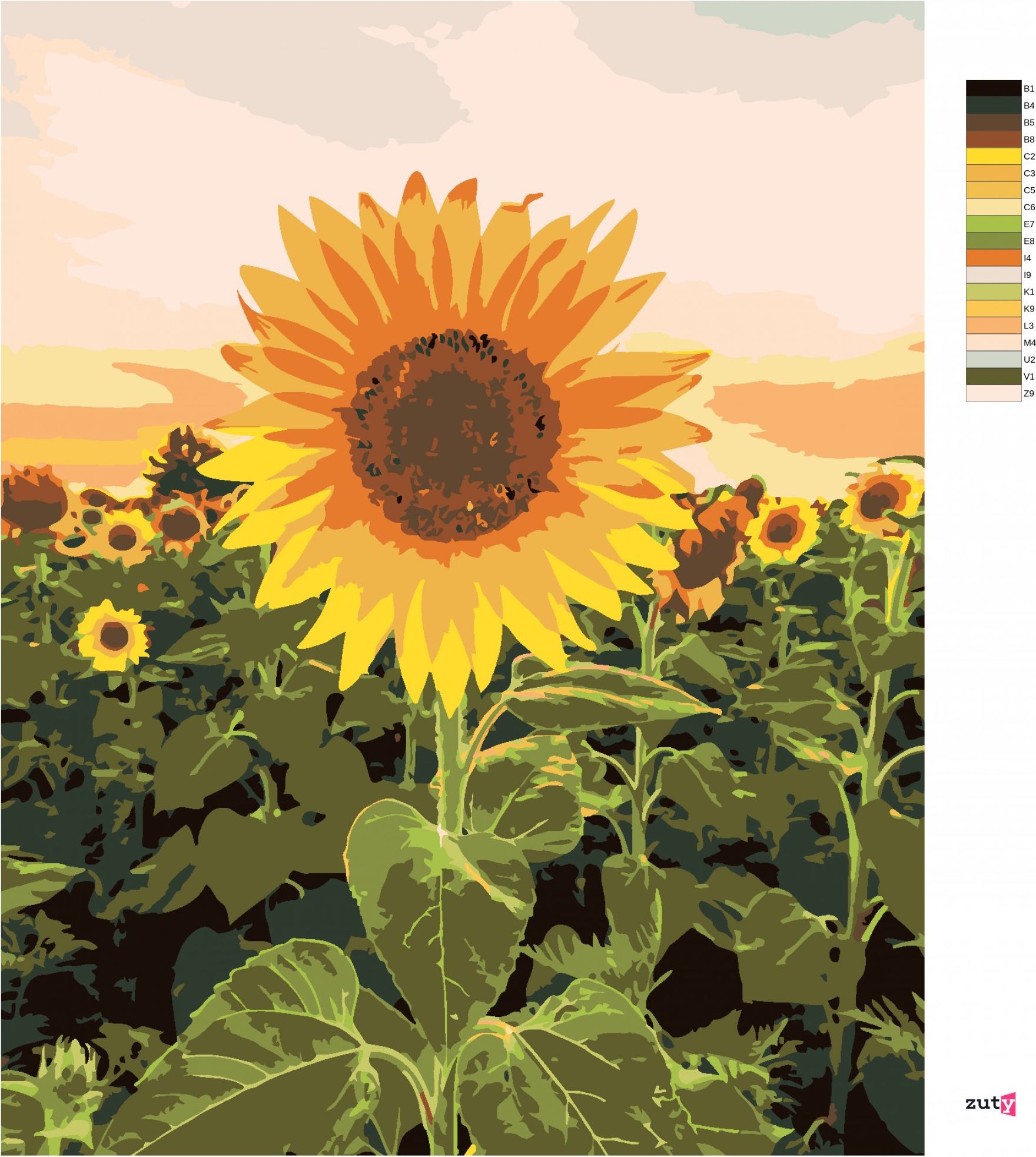 zuty Malování podle čísel - ÚŽASNÁ SLUNEČNICE - Rozměr: 40x50 cm, Rámování: Varianta: bez rámu a bez vypnutí plátna - obrázek 5
