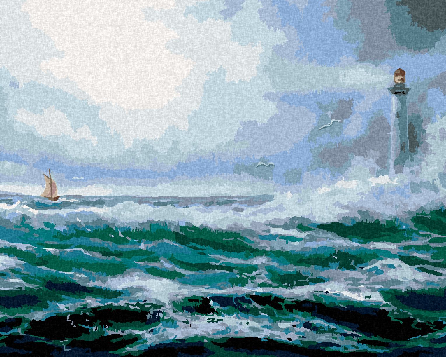 zuty Malování podle čísel - MAJÁK V OCEÁNU - Rozměr: 40x50 cm, Rámování: Varianta: bez rámu a bez vypnutí plátna - obrázek 1