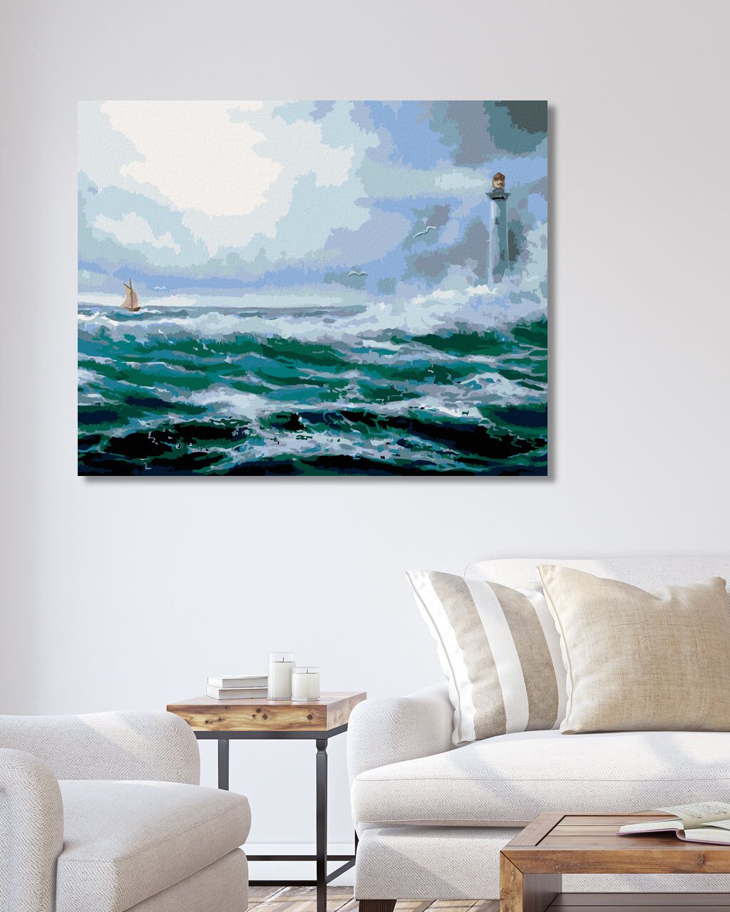 zuty Malování podle čísel - MAJÁK V OCEÁNU - Rozměr: 40x50 cm, Rámování: Varianta: vypnuté plátno na rám - obrázek 2
