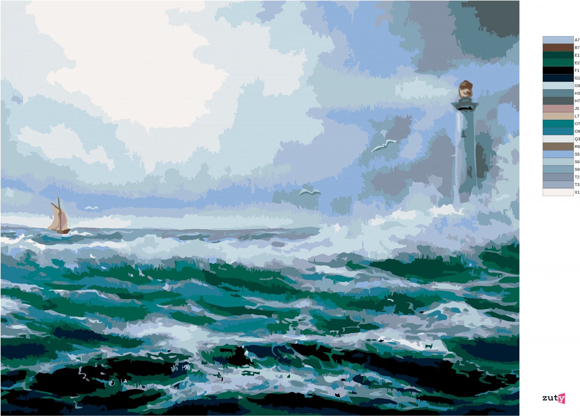 zuty Malování podle čísel - MAJÁK V OCEÁNU - Rozměr: 40x50 cm, Rámování: Varianta: vypnuté plátno na rám - obrázek 3