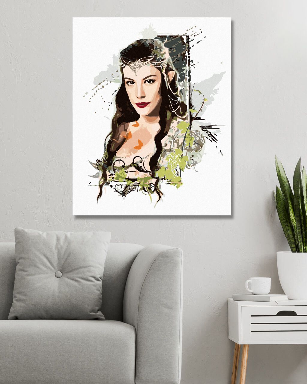 zuty Malování podle čísel - MALOVANÁ ARWEN (PÁN PRSTENŮ) - Rozměr: 40x50 cm, Rámování: Varianta: vypnuté plátno na rám - obrázek 10