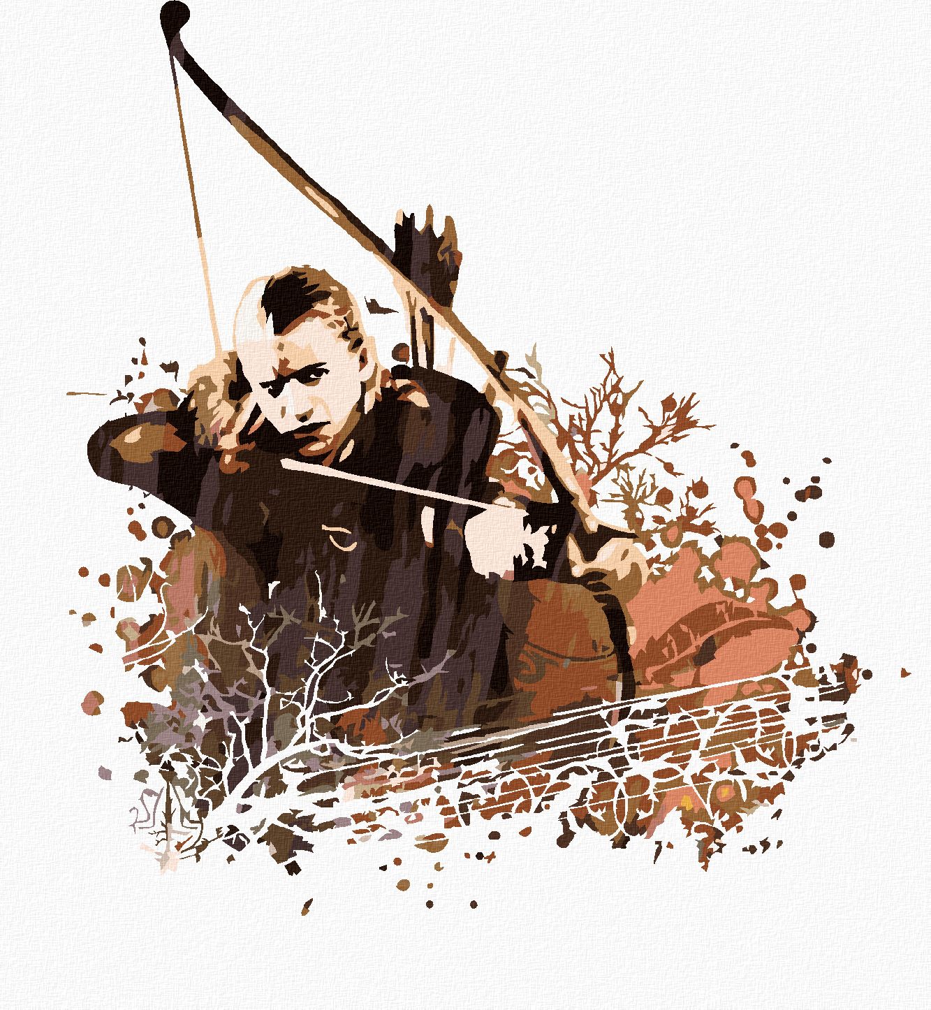 zuty Malování podle čísel - MALOVANÝ LEGOLAS (PÁN PRSTENŮ) - Rozměr: 40x50 cm, Rámování: Varianta: vypnuté plátno na rám - obrázek 1