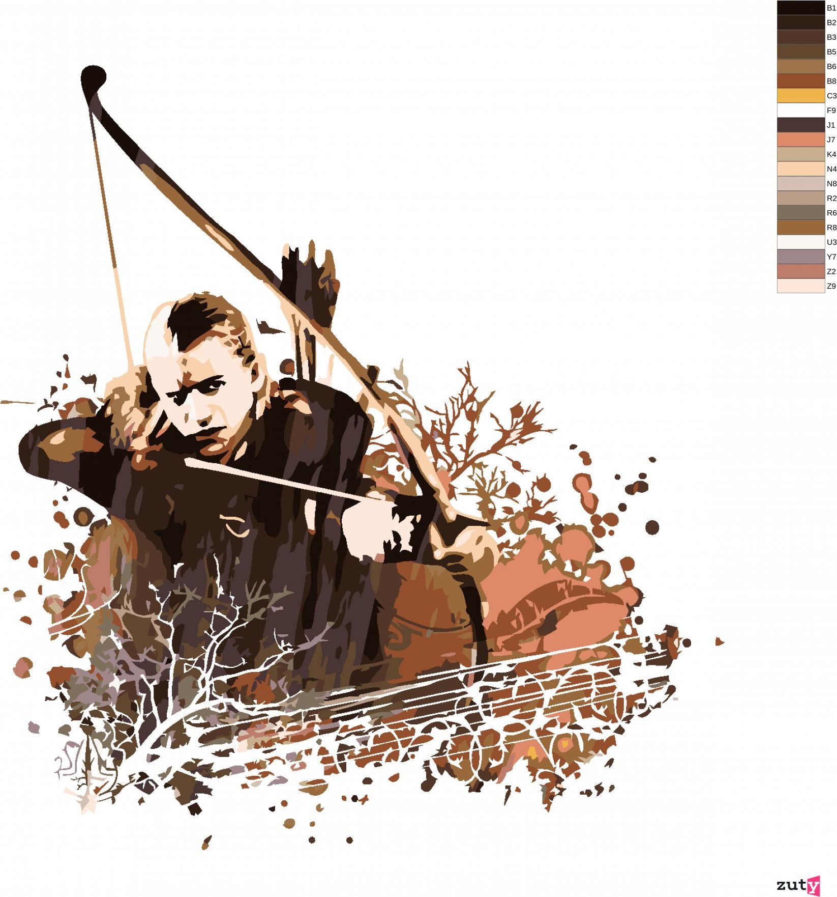 zuty Malování podle čísel - MALOVANÝ LEGOLAS (PÁN PRSTENŮ) - Rozměr: 40x50 cm, Rámování: Varianta: vypnuté plátno na rám - obrázek 4