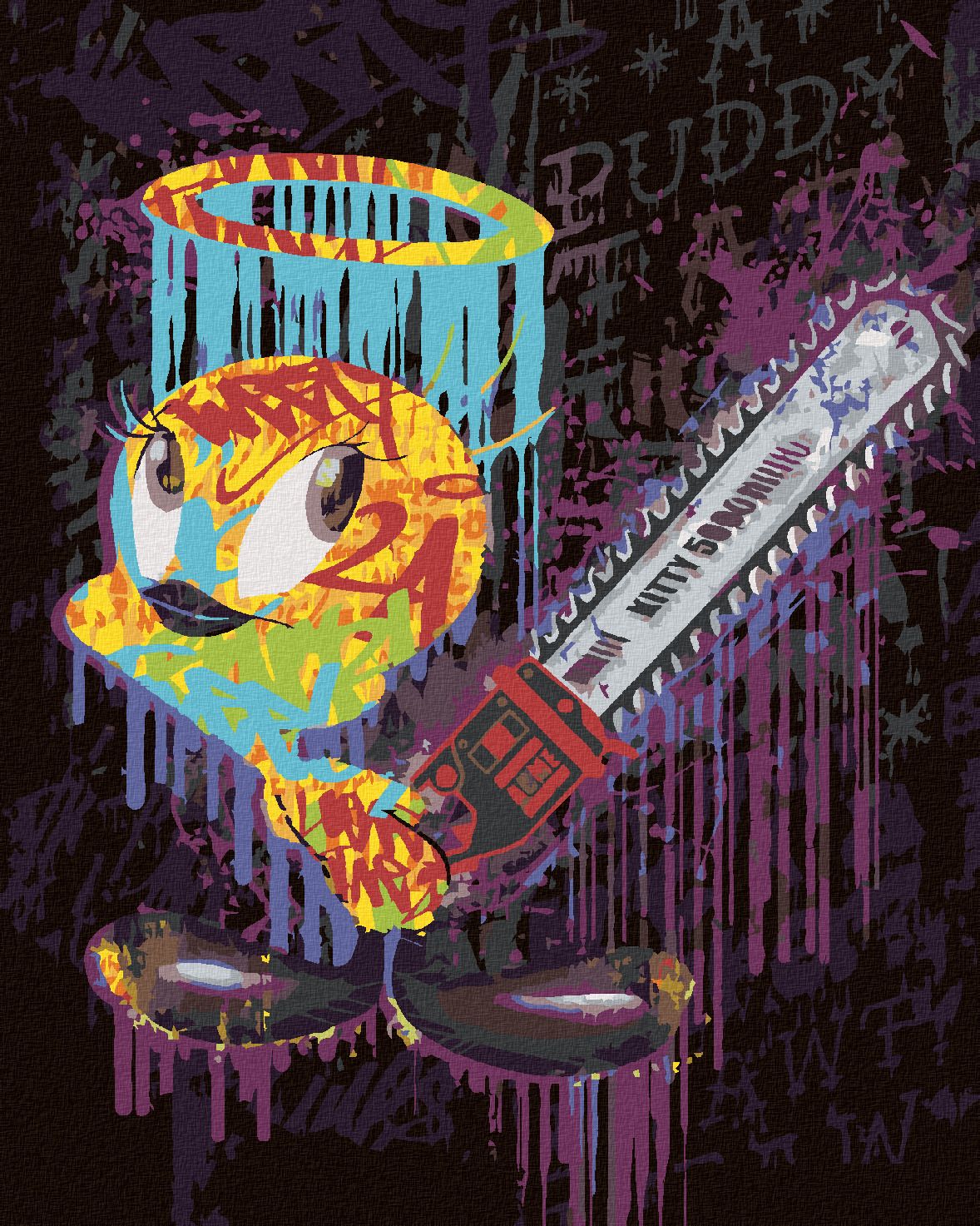 zuty Malování podle čísel - TWEETY GRAFFITI (LOONEY TUNES) - Rozměr: 40x50 cm, Rámování: Varianta: bez rámu a bez vypnutí plátna - obrázek 1