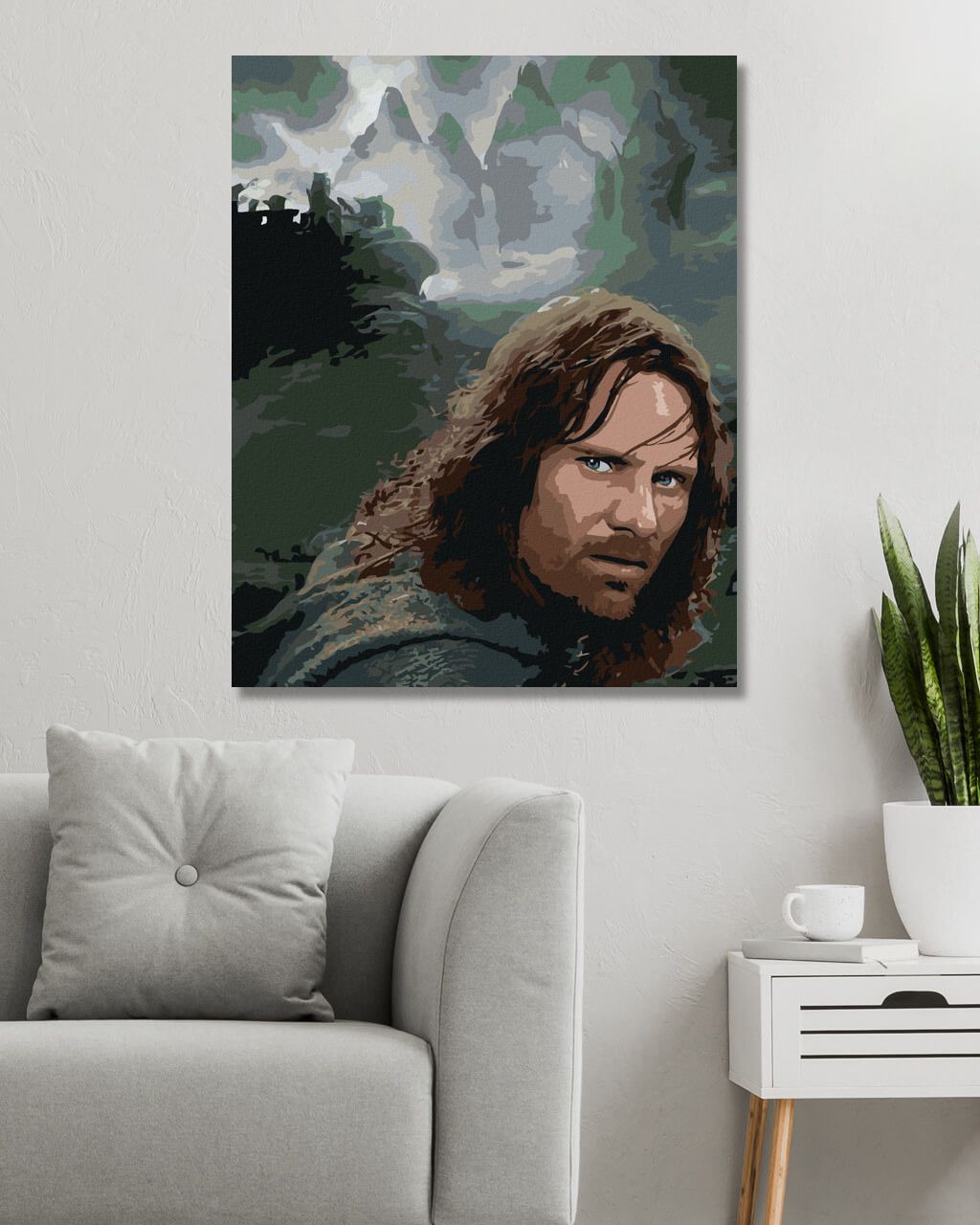 zuty Malování podle čísel - ARAGORN PORTRÉT (PÁN PRSTENŮ) - Rozměr: 40x50 cm, Rámování: Varianta: vypnuté plátno na rám - obrázek 6