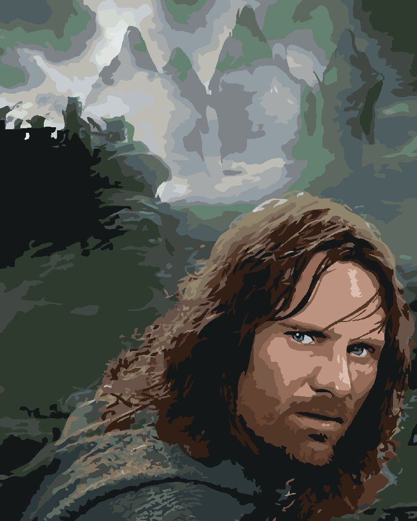 zuty Malování podle čísel - ARAGORN PORTRÉT (PÁN PRSTENŮ) - Rozměr: 40x50 cm, Rámování: Varianta: vypnuté plátno na rám - obrázek 7