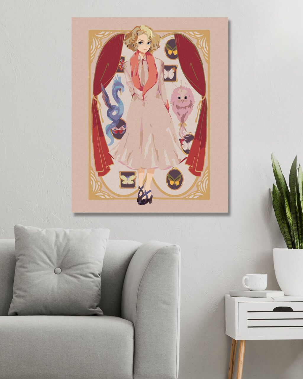 zuty Malování podle čísel - KRESLENÁ QUEENIE GOLDSTEINOVÁ (FANTASTICKÁ ZVÍŘATA) - Rozměr: 40x50 cm, Rámování: Varianta: bez rámu a bez vypnutí plátna - obrázek 9