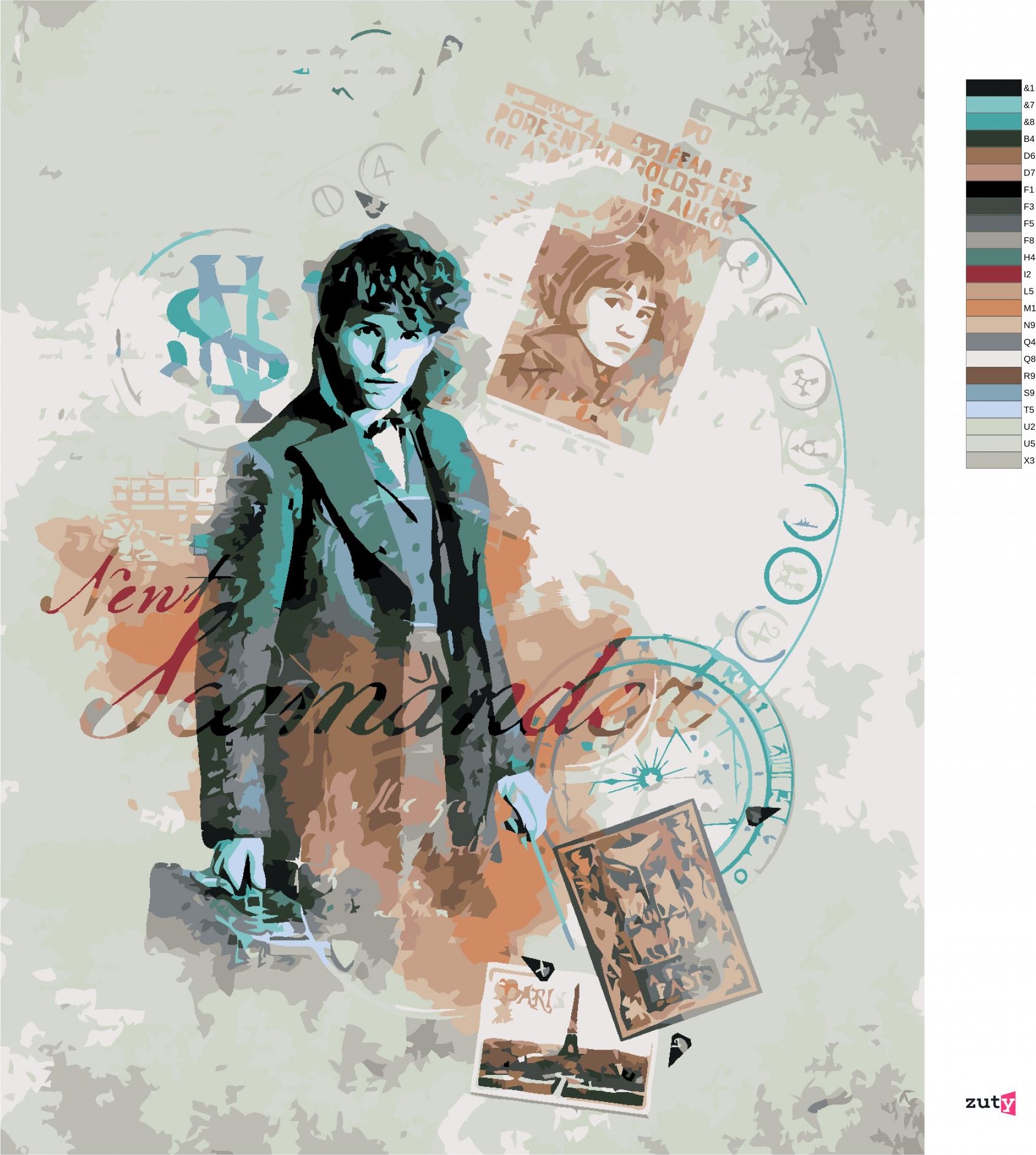 zuty Malování podle čísel - KOLÁŽ MLOK SCAMANDER (FANTASTICKÁ ZVÍŘATA) - Rozměr: 40x50 cm, Rámování: Varianta: bez rámu a bez vypnutí plátna - obrázek 4
