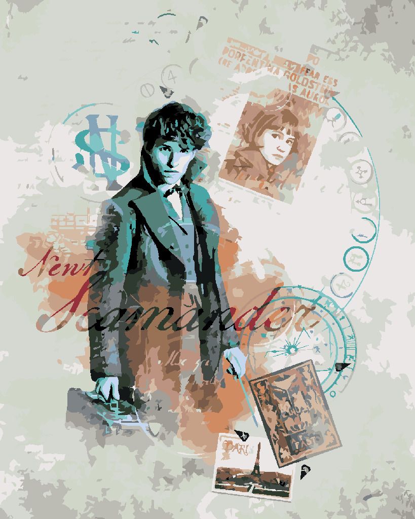zuty Malování podle čísel - KOLÁŽ MLOK SCAMANDER (FANTASTICKÁ ZVÍŘATA) - Rozměr: 40x50 cm, Rámování: Varianta: bez rámu a bez vypnutí plátna - obrázek 10