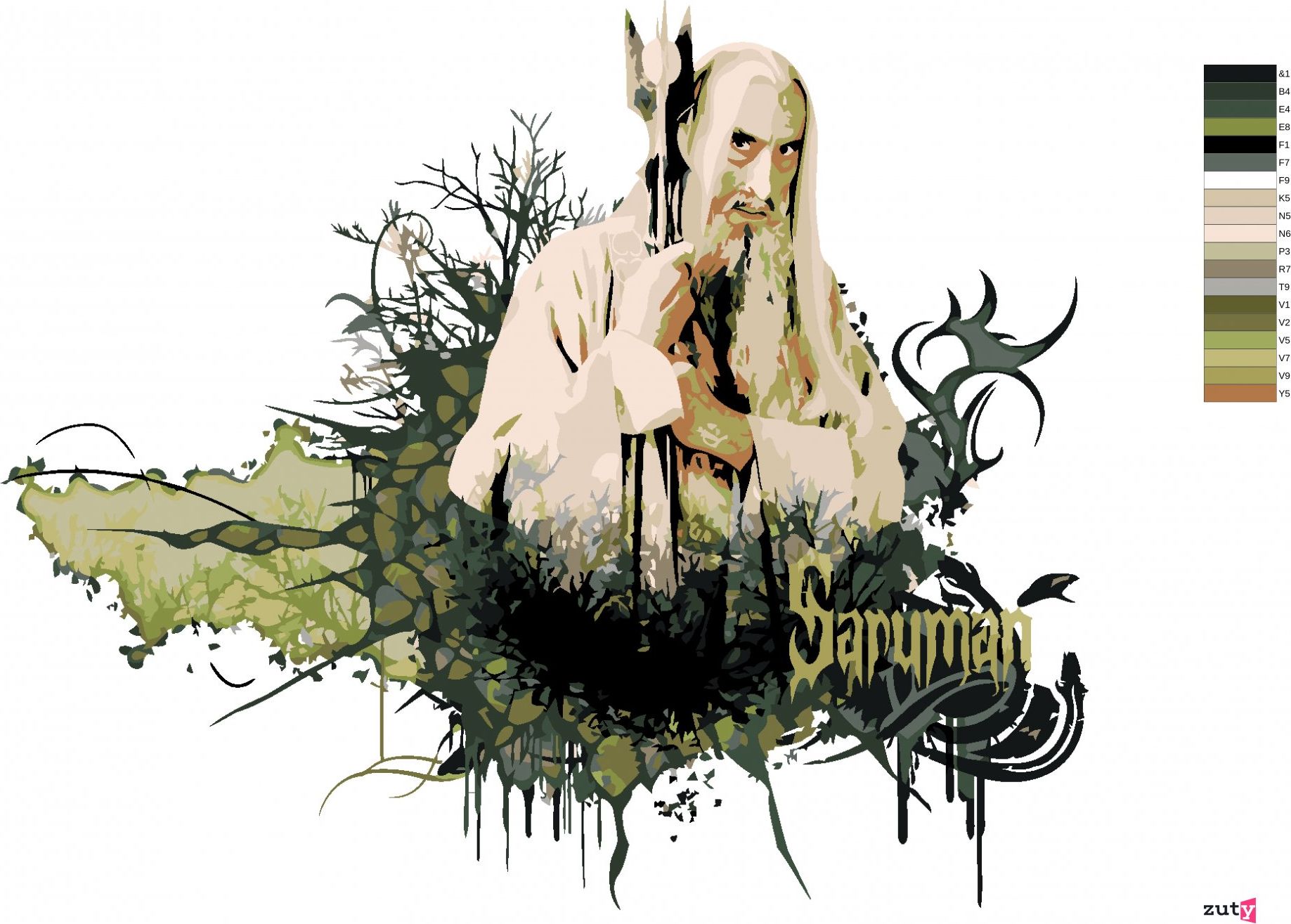 zuty Malování podle čísel - MALOVANÝ SARUMAN (PÁN PRSTENŮ) - Rozměr: 40x50 cm, Rámování: Varianta: bez rámu a bez vypnutí plátna - obrázek 3